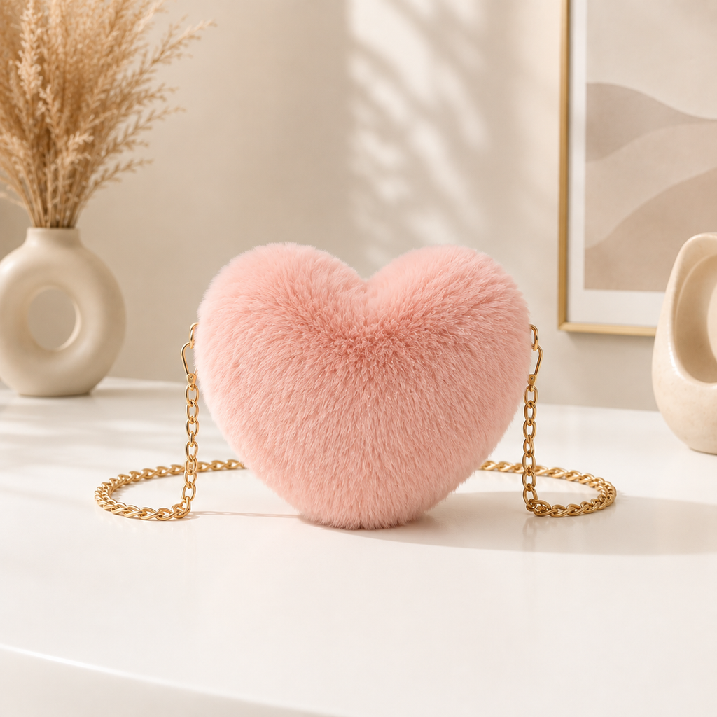 Fuzzy Heart Crossbody Bag