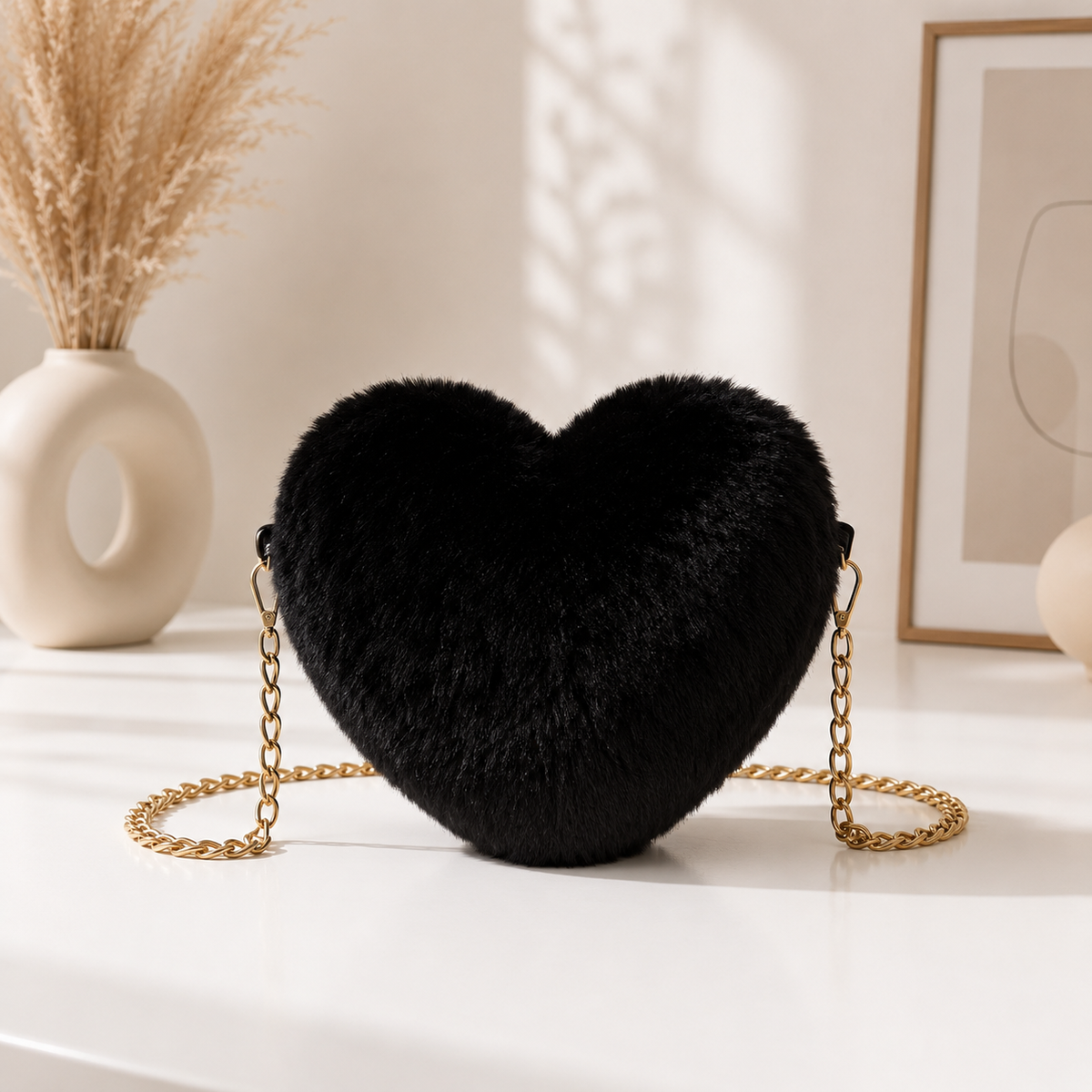 Fuzzy Heart Crossbody Bag