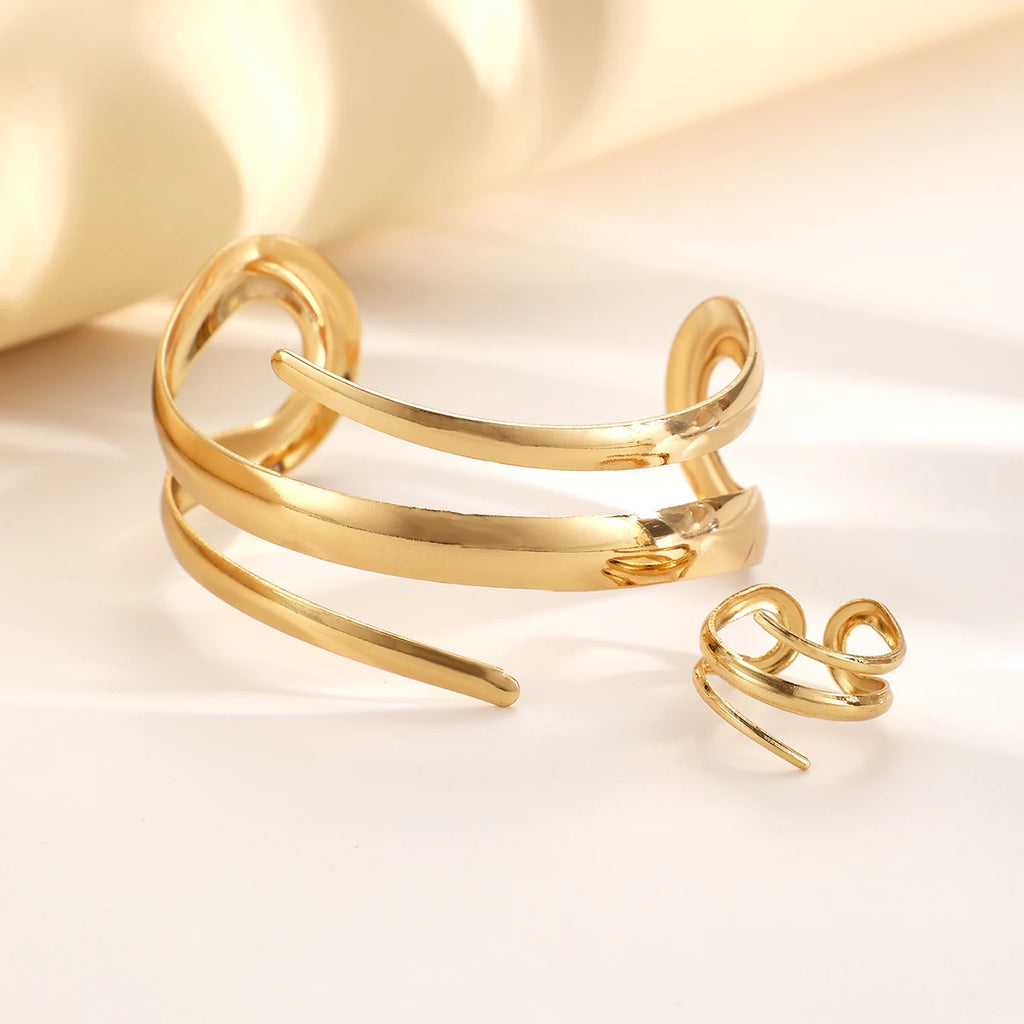 Line Bracelet And Ring Jewelry Set