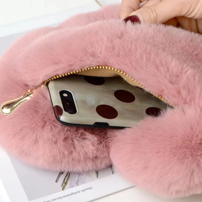 Fuzzy Heart Crossbody Bag