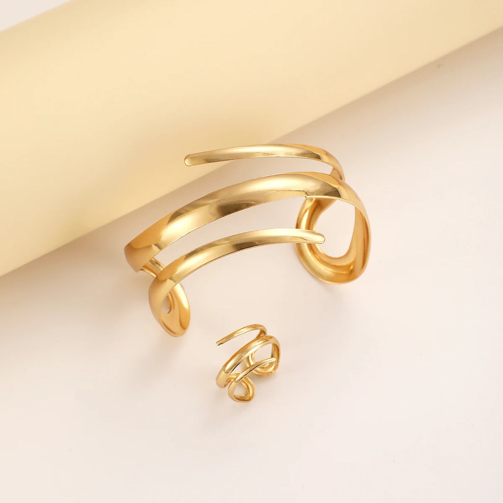 Line Bracelet And Ring Jewelry Set