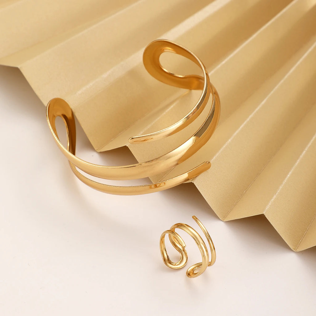 Line Bracelet And Ring Jewelry Set