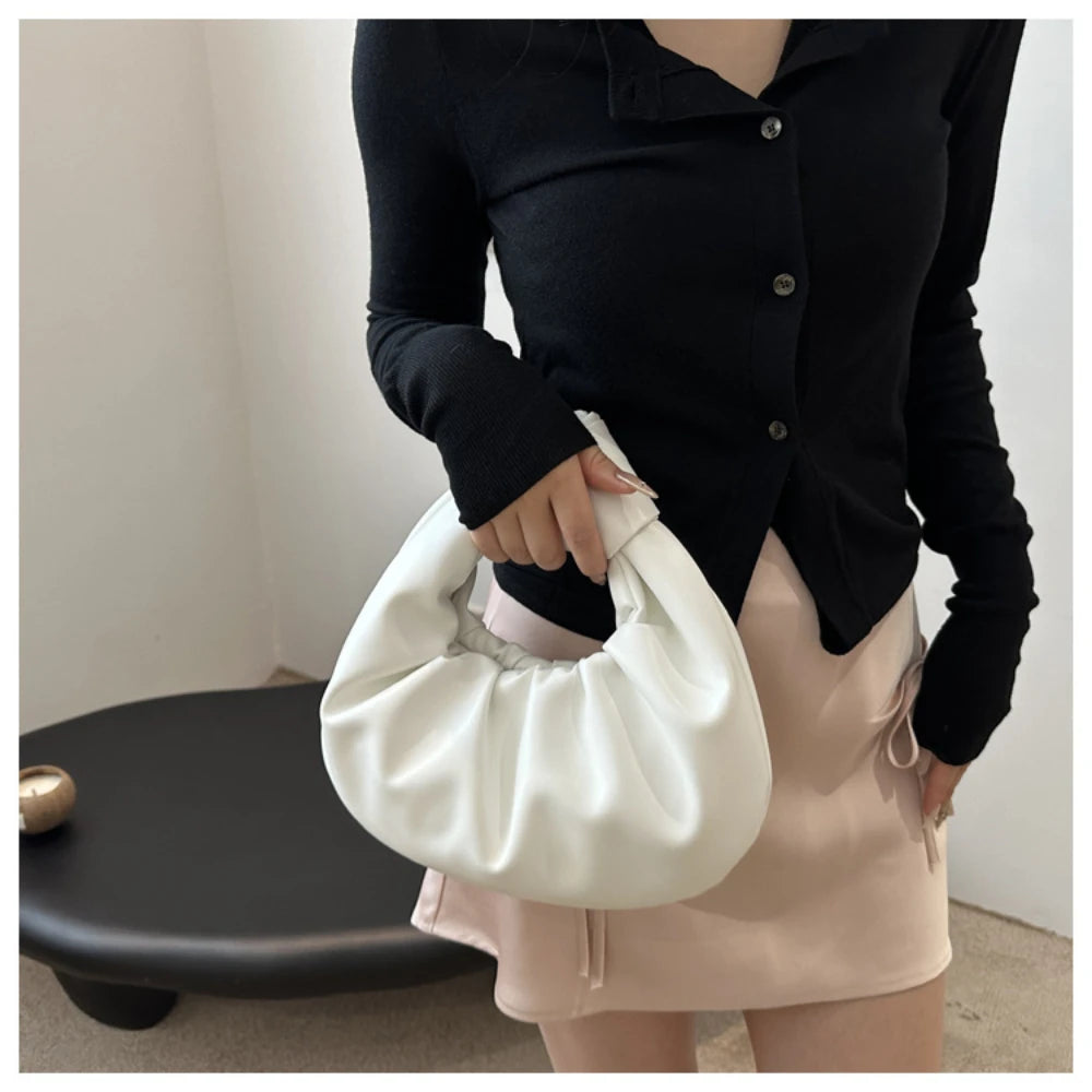 Leather Knot Top Clutch Bag
