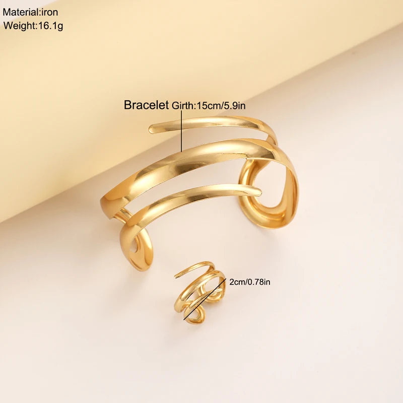 Line Bracelet And Ring Jewelry Set